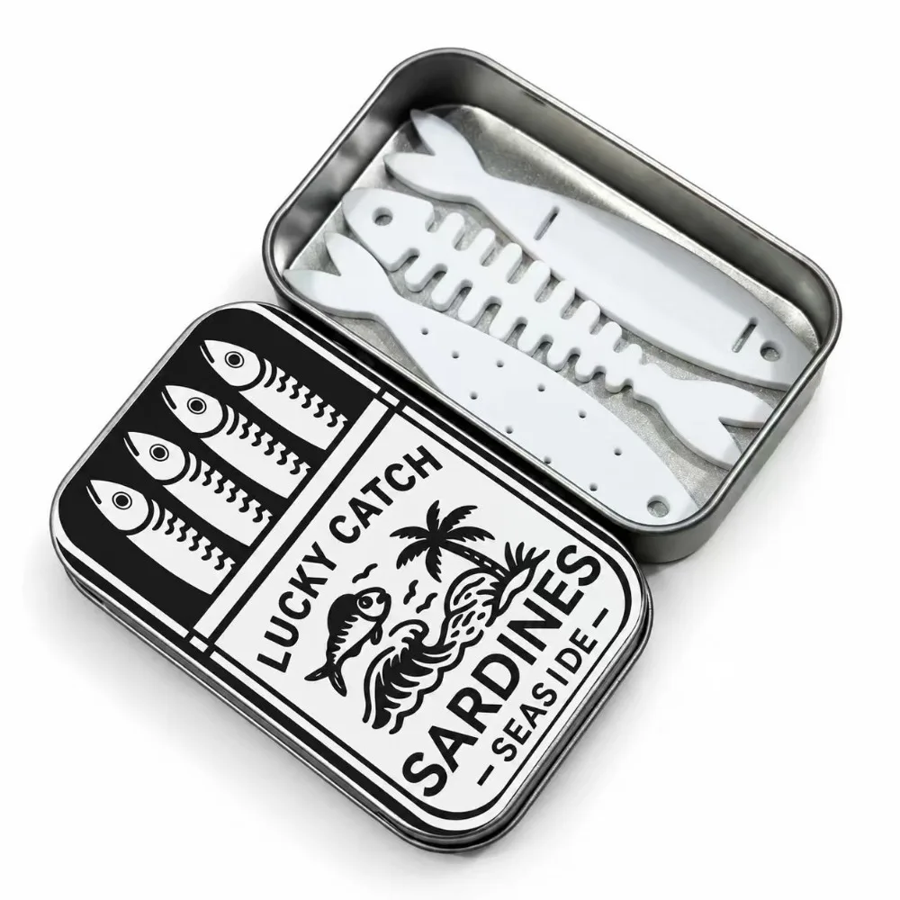 3D Printed Sardine Tin Jewelry Box Portable Fishbone Insert Jewelry Organizer Compact Lightweight Fish Bone Jewelry Box