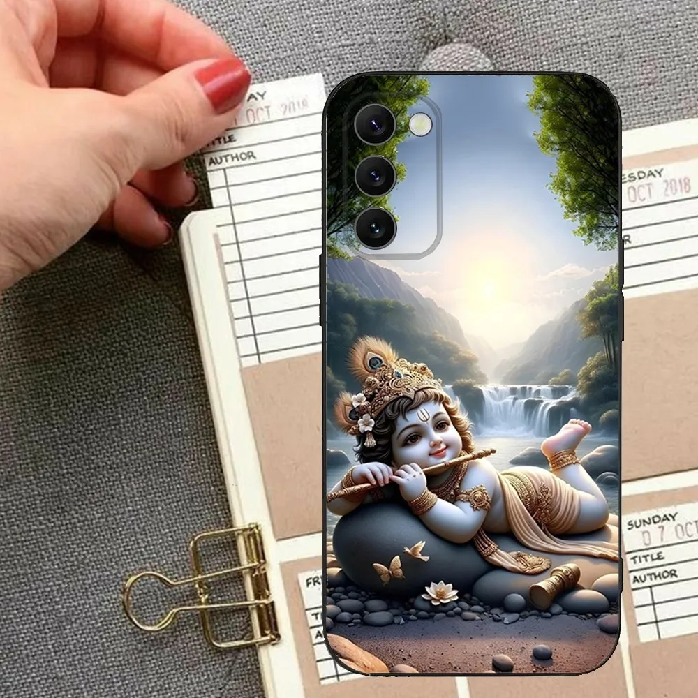 Indian God Lord Krishna Phone Case Phone Case for Samsung Galaxy A13,A21s,A22,A31,A32,A52,A53,A71,A80,A91, Soft Black Cover