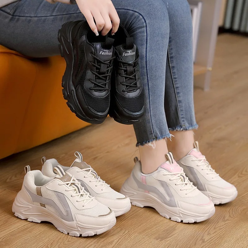 

Women's Hidden Height Increase Chunky Dad Shoes Mesh Breathable Platform Casual Sport Sneakers Korean Style Spring 2026