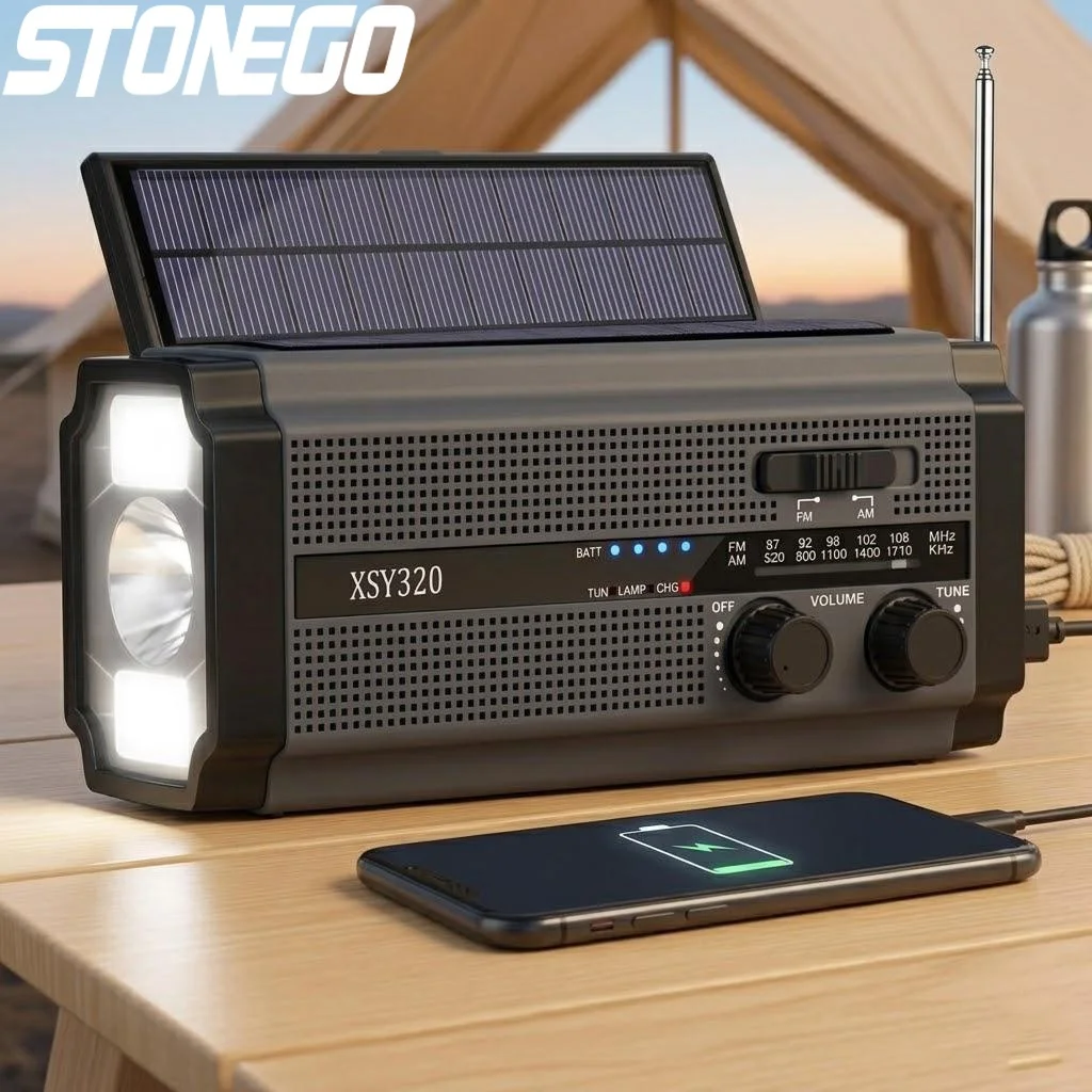 

Portable Solar Crank AM FM Emergency Radio with Power Bank LED Torch for Outdoor Camping Hiking SOS Alarm