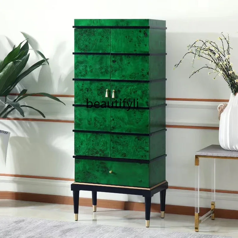 new Light luxury cabinet grandmother green living room decoration American high shoe dining side cabinet wine cabinet