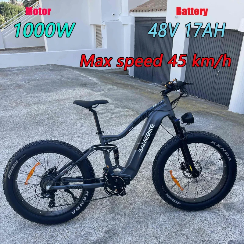 48V 17Ah Battery Electric Bicycle 26*4.0Inch Fat Tires Hydraulic brake Mountain E bike Electric Bike SAMEBIKE RS-A08 1000W Motor