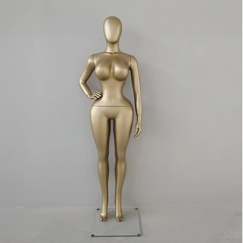 Modern designer gold female mannequin clothing full body display model plus size model store display