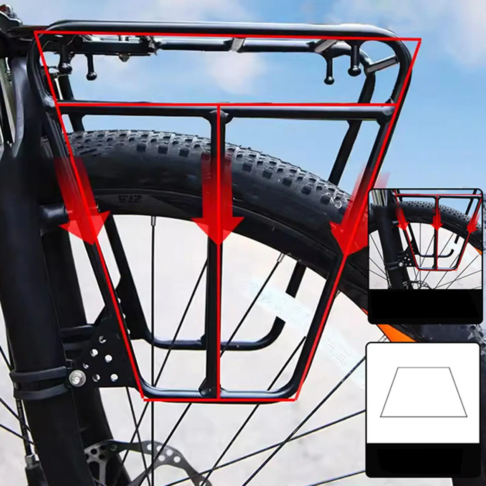 

Mountain bike front rack front fork mounting Cycling Touring Carrier Racks Cycling Supplies for Luggage Fishing Fitness