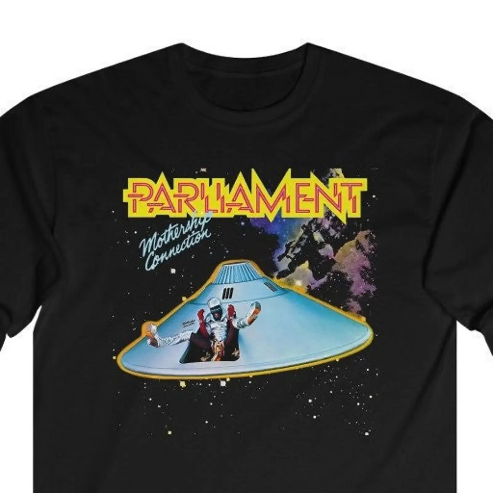 May include Black long sleeve t shirt with a graphic of flying saucer and the text PARLIAMENT Mothership Connection vintage