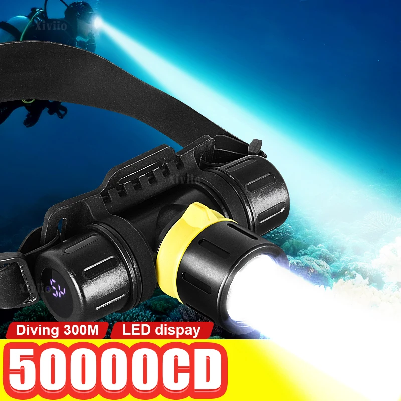 

Professional LED Diving Headlamp 5000LM Professional LED Scuba Underwater Headlight IPX8 Rate Waterproof Dive Head Torch Lantern