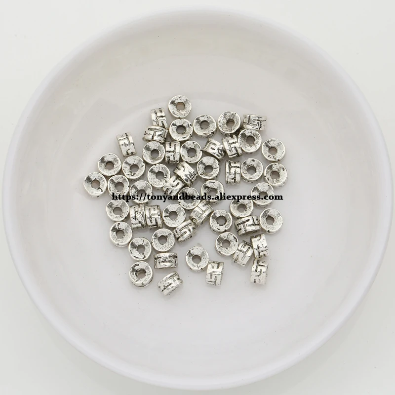 (50Pcs / Lot !) Zinc Alloy Tibetan Silver European Charm Connector Crimp End Beads Size 4x2.5mm HA5176B