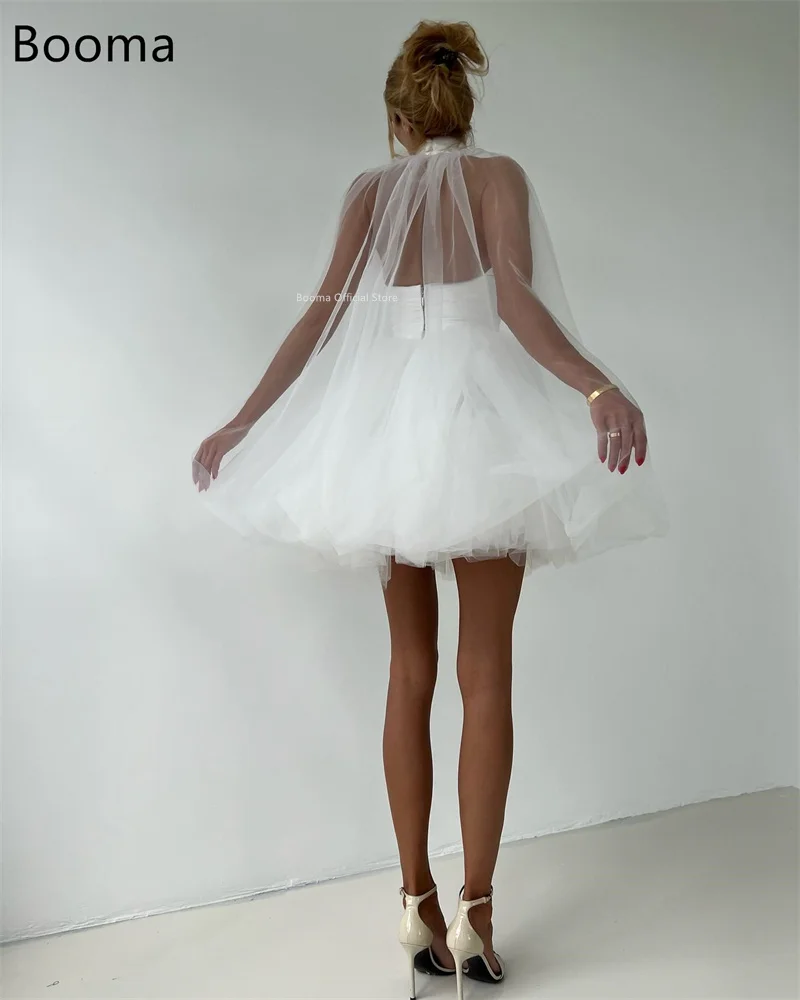 Booma فساتين لحضور الحفلات الموسيقية البسيطة على شكل حرف v فساتين رسمية للنساء طيات صغيرة تول بدون أكمام فستان سهرة مخصص 2025 #6