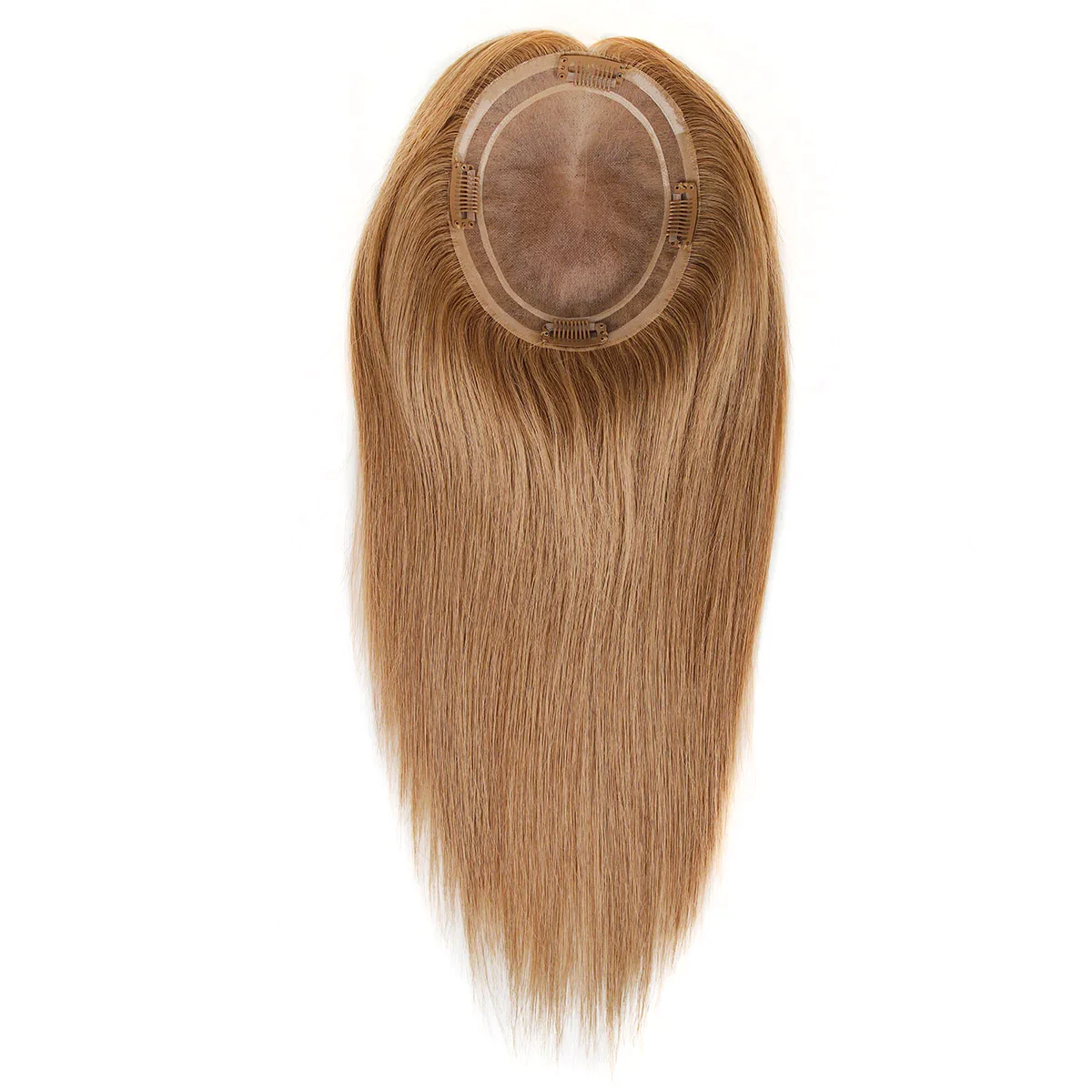 TUW12 Remy Human Hair Topper for Women 5.5x6.5 Inch Mono with Two Lines PU Base 4 Clips Natural Looking Hair Piece Hair Toppers