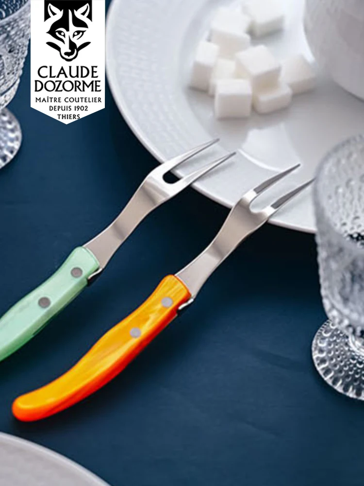 

Вилка для сыра Claude Dozorme из нержавеющей стали, вилка для фруктов из оливкового дерева, вилка для десертов с ручкой из смолы, кухонная столовая посуда