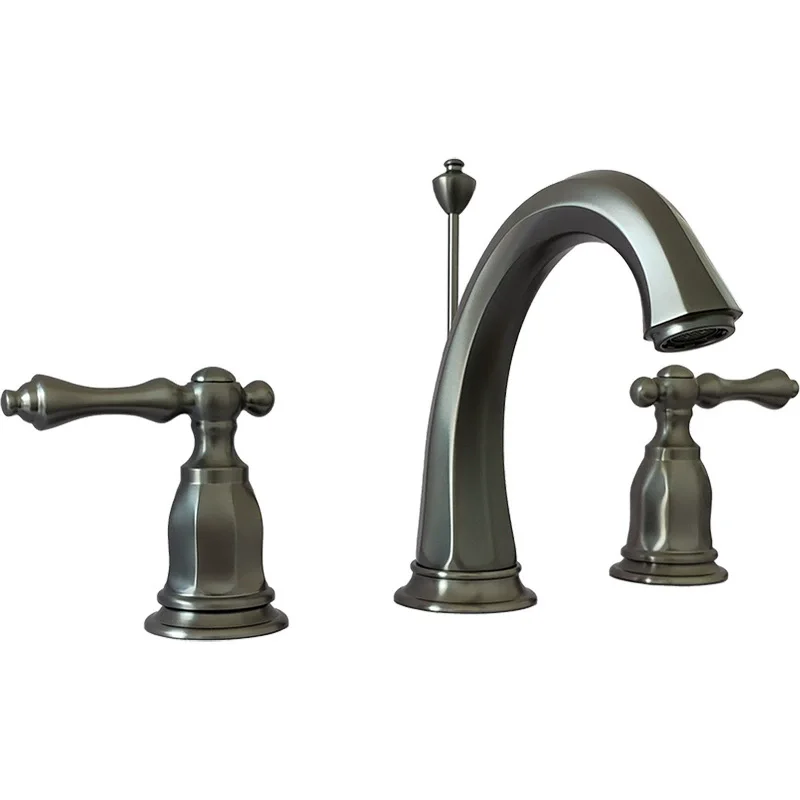 Classical Widespread Basin Faucet Bathroom Three Hole Brass Sink Tap Basin Faucet Gold Mixer Faucet with Pop-up
