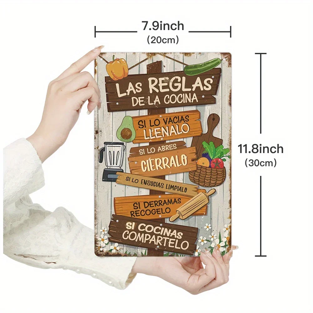 Retro Kitchen Wall Decor Aluminum Sign, Spanish Style 