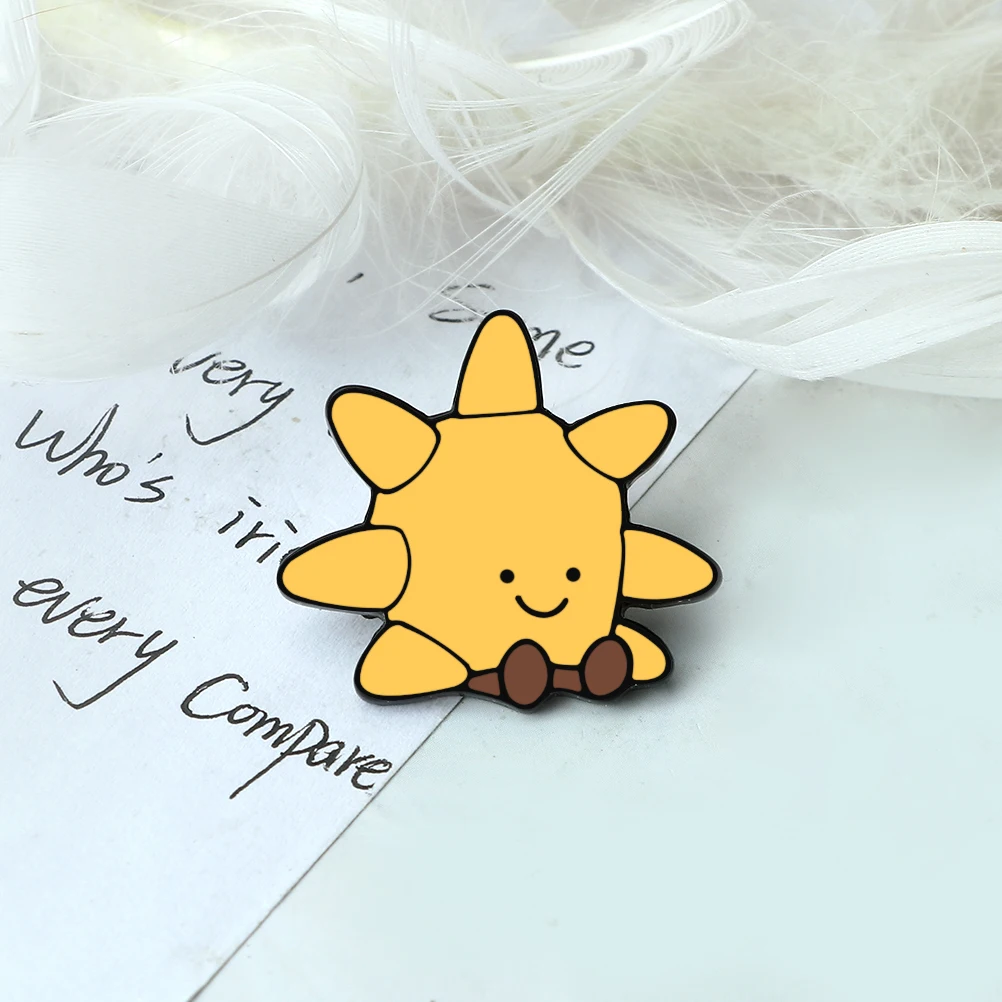 Cute Cartoon Sun Doll Enamel Pins Kids Coat Lapel Pin Badges Brooches Women Men Metal Decoration Jewelry Gift
