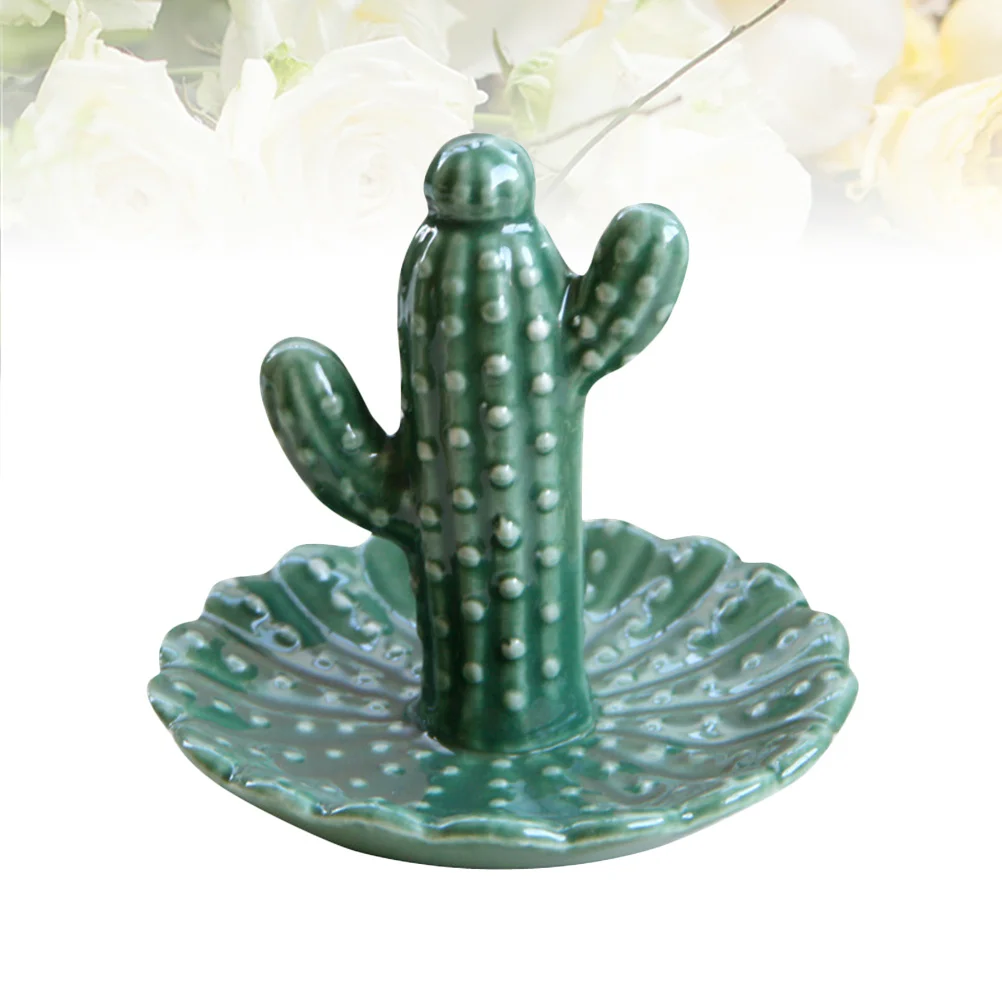

Porcelain Cactus Jewelry Tray Rectangle Small Decorative Organizer for Rings Earrings Bracelets Keys Storage Gift