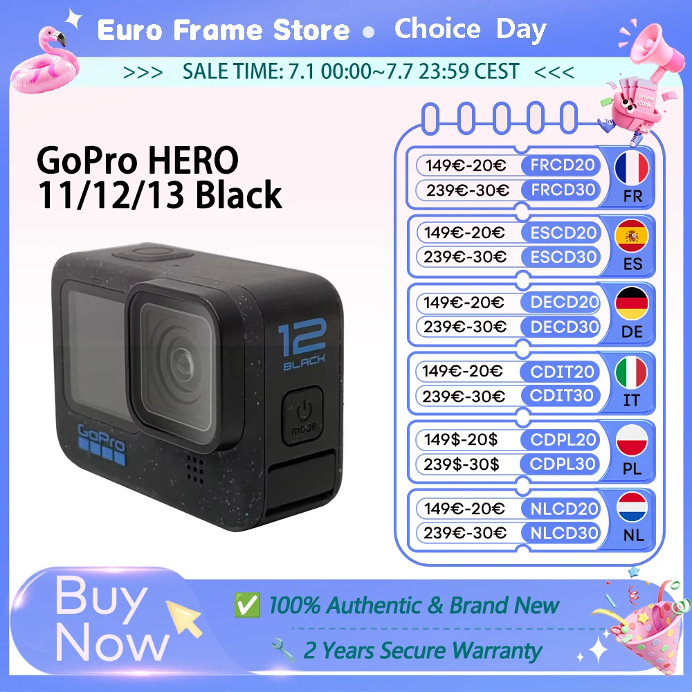 Caméra d'action GoPro HERO 11 /12 /13 Black HyperSmooth6.0 Vidéo 5.3K60fps 27MP Caméra de sport pour casque GoPro Hero 11 /12 / 13 Black