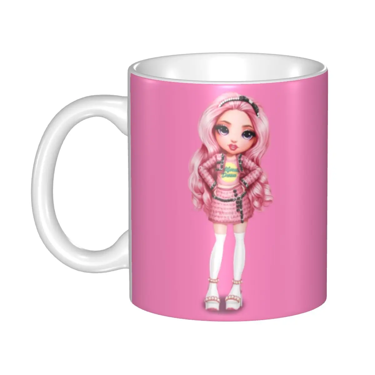 DIY Rainbow High Violet Ceramic Mugs Customized Anime Cartoon Tv Coffee Cup Creative Present