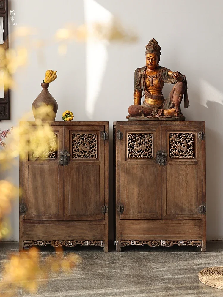 Solid wood Chinese antique dining side locker retro display Ming and Qing classical  FT