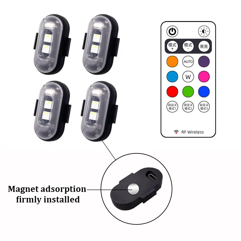 Magnetic Remote RGB Mini Pocket Aircraft LED Strobe Light Motorcycle Lights Signal Light Drone Light Indicator LED For Car Bike