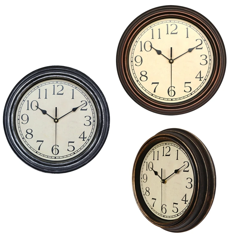 12 Inch Silent Retro Wall Clock Quartz Decorative Table Dial Battery Non-Ticking Digital Clock For Bedroom