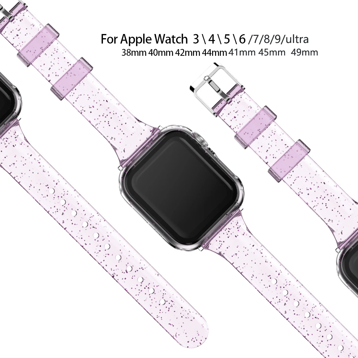 Transparent Apple Watch strap jelly crystal lady strap sports TPU strap for iWatch 987654321se Ultra 2/1