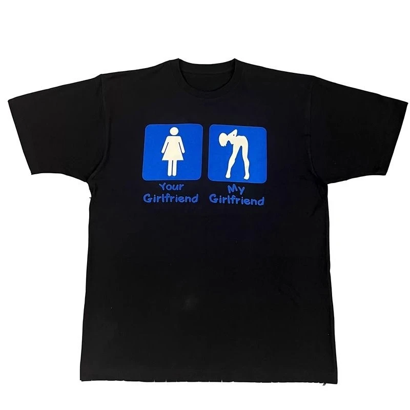 Streetwear Funny Meme I Love My Girlfriend Women T Shirt Casual Tee Men Women Funny Loose Trend Vintage Summer Couple Y2k Shirt
