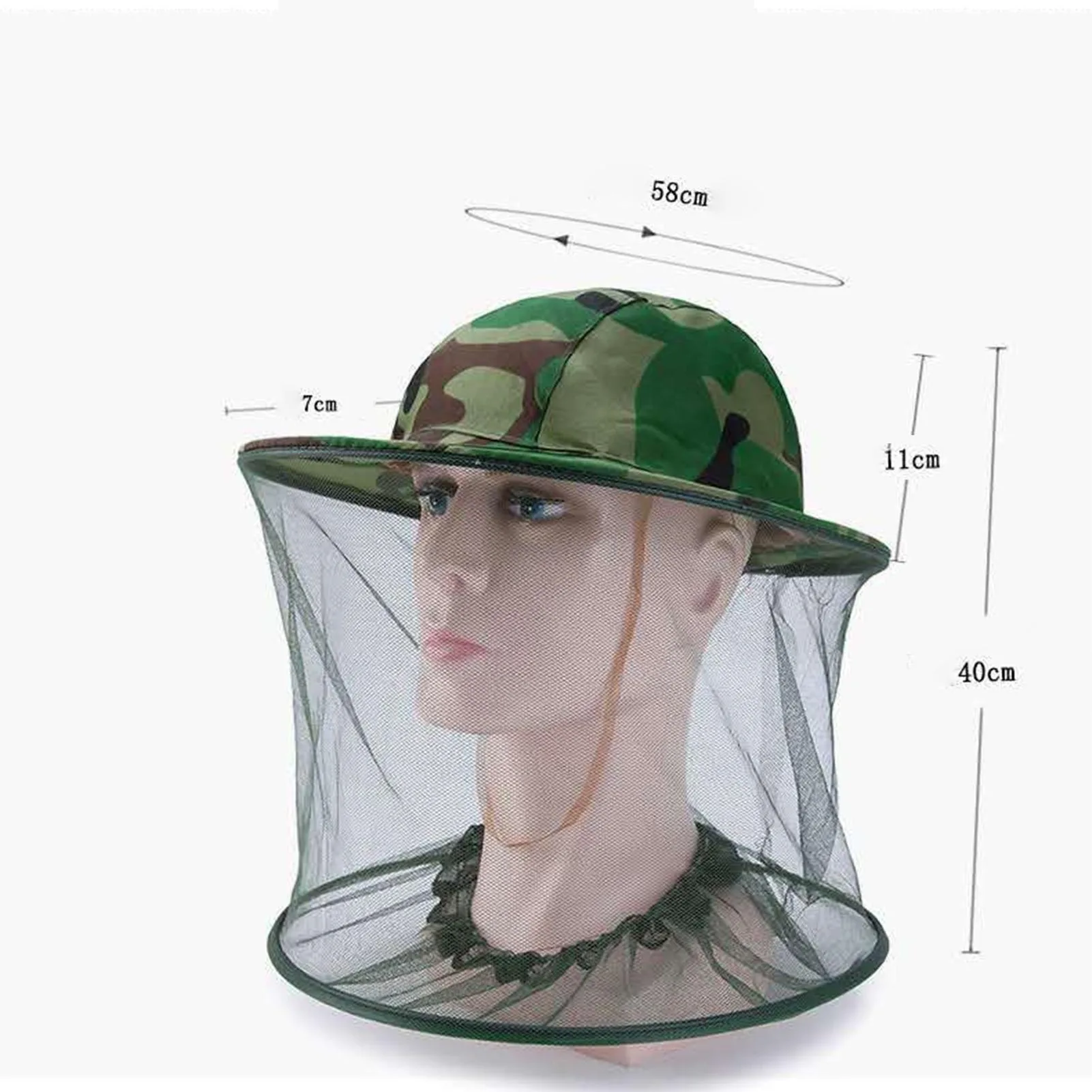 Camouflage Beekeeping Beekeeper Anti-Mosquito Bee Bug Insect Fly Mask Cap Hat with Head Net Mesh Face Protection Outdoor Fishing