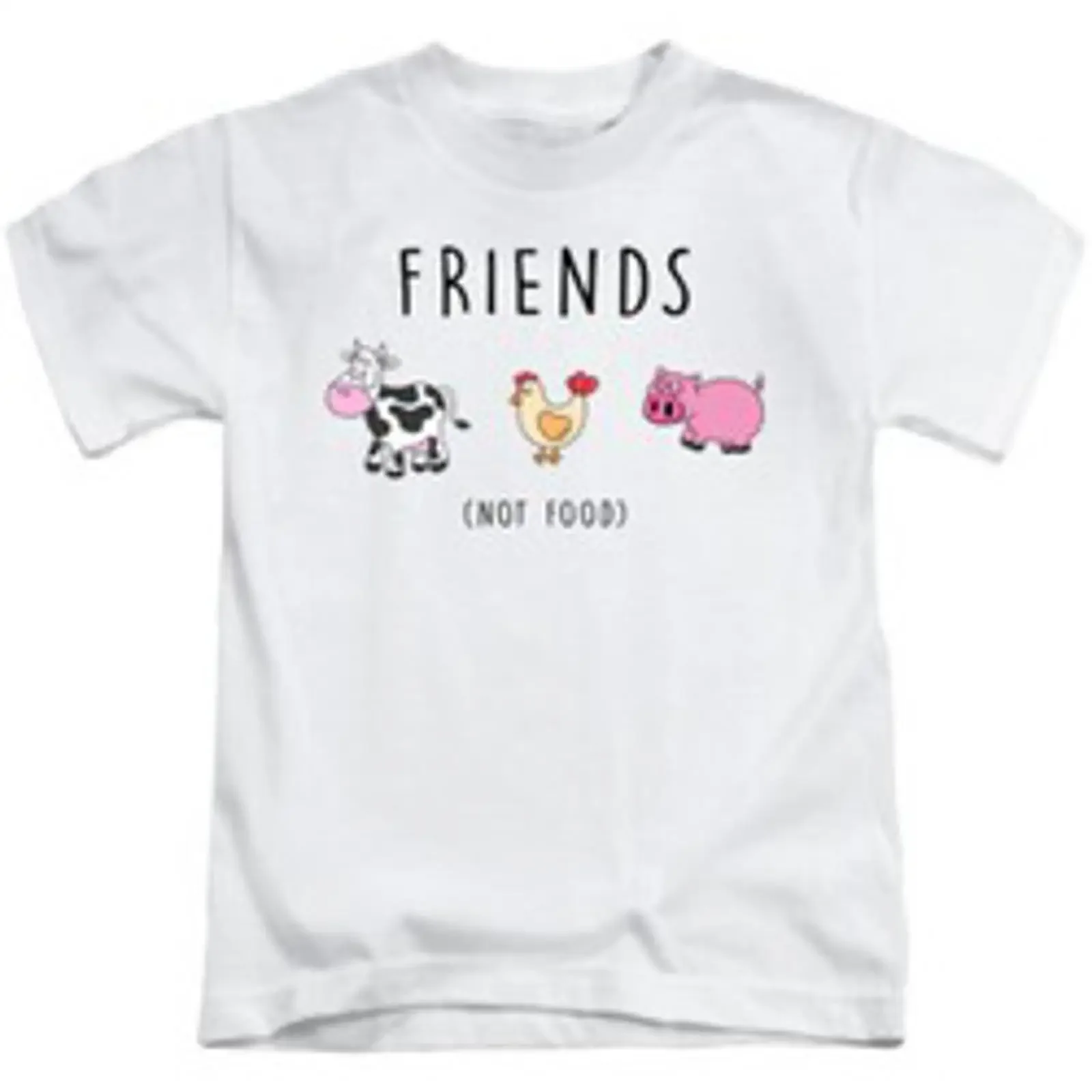 T-Shirt „Friends Not Food“ für Erwachsene, vegan, vegetarisch, bunter Druck, Vintage-Waschung, Unisex-Oberteil für den Alltag, stilvoll
