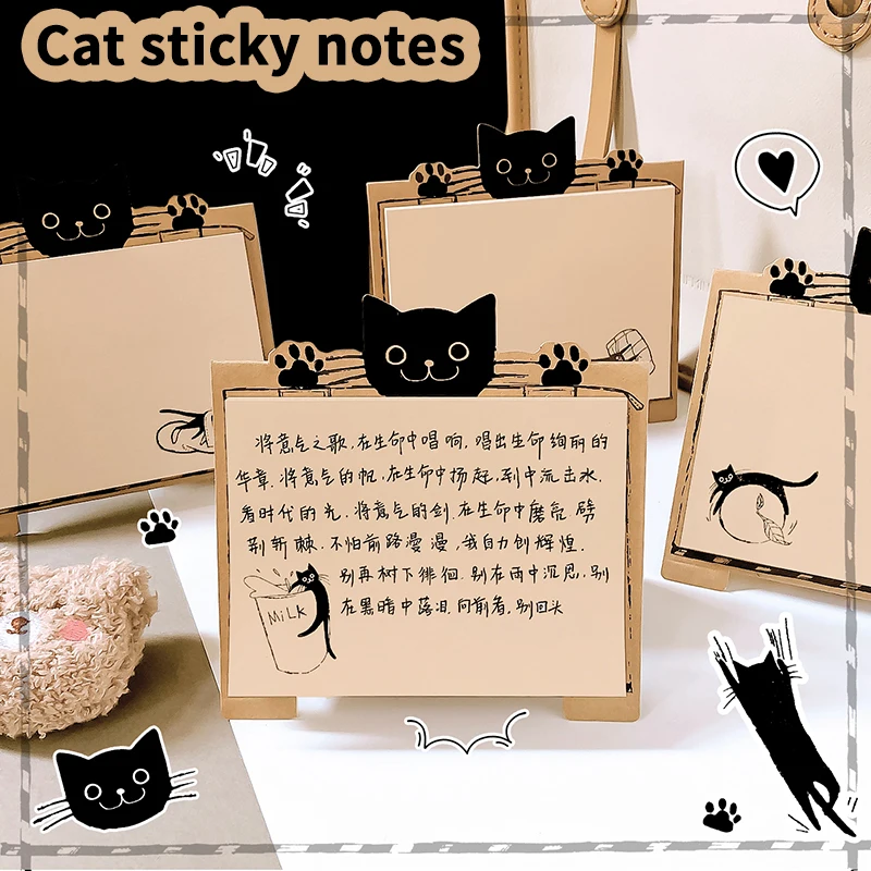 Kawaii Cat note pad 40 pages per book Student Office Notes Cute sticky bookmarks gift stationery  Cultural supplies notebook