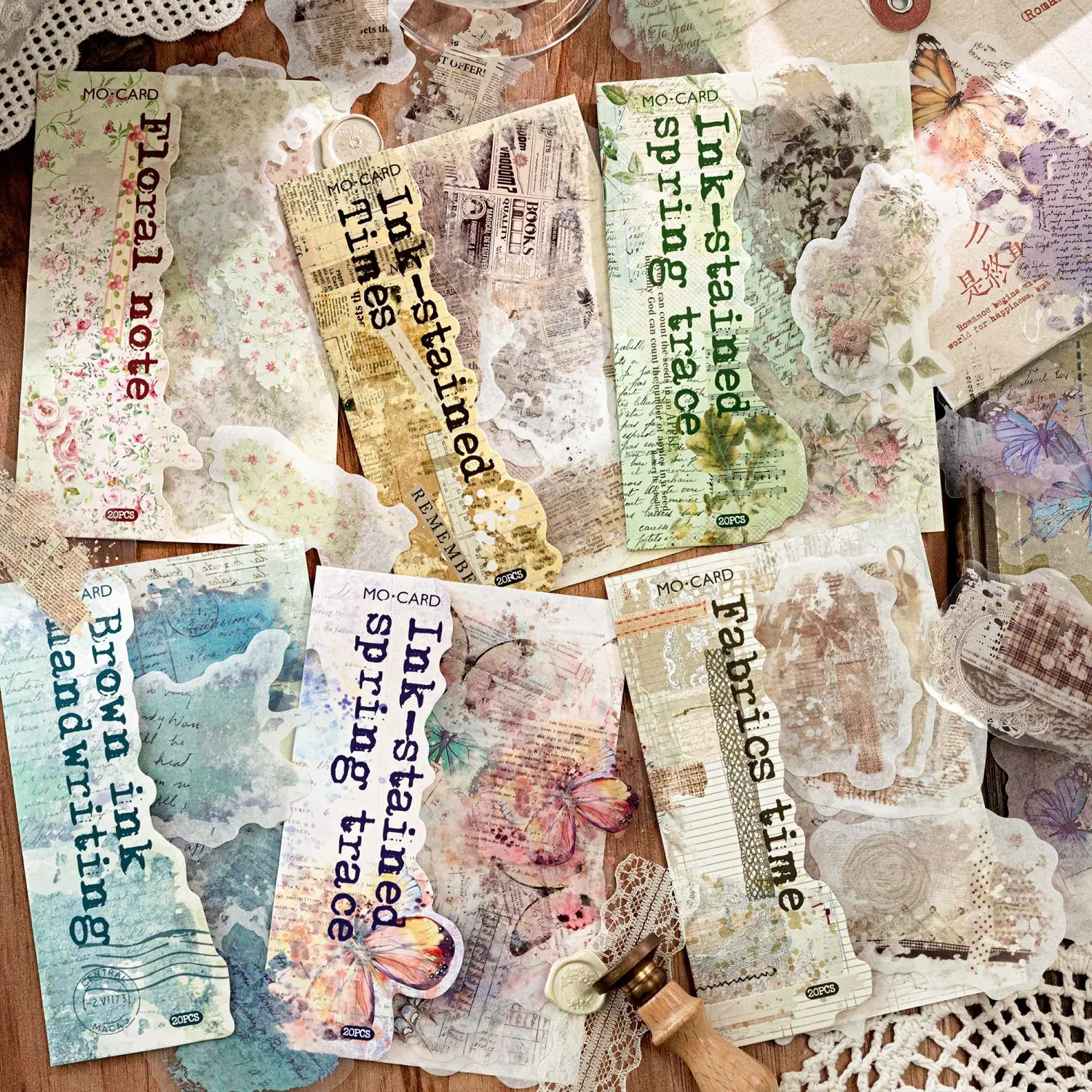 20PCS Washi Paper and PET Stickers Self-Adhesive Stickers for DIY Scrapbooking Journal Decor Planners Creative Craft Stickers
