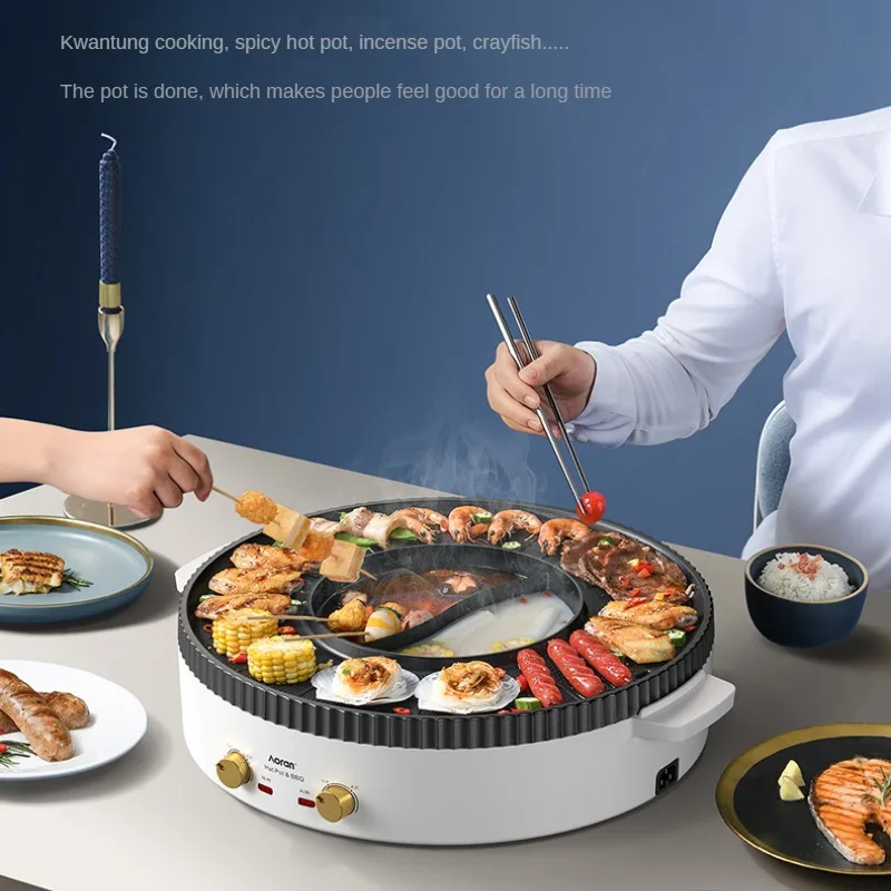 Hot Pot Electric Grill Kitchen Baking Pan Shabu Broiler Rotisserie Bistecchiera Elettrica Parrilla Electrica гриль электрический