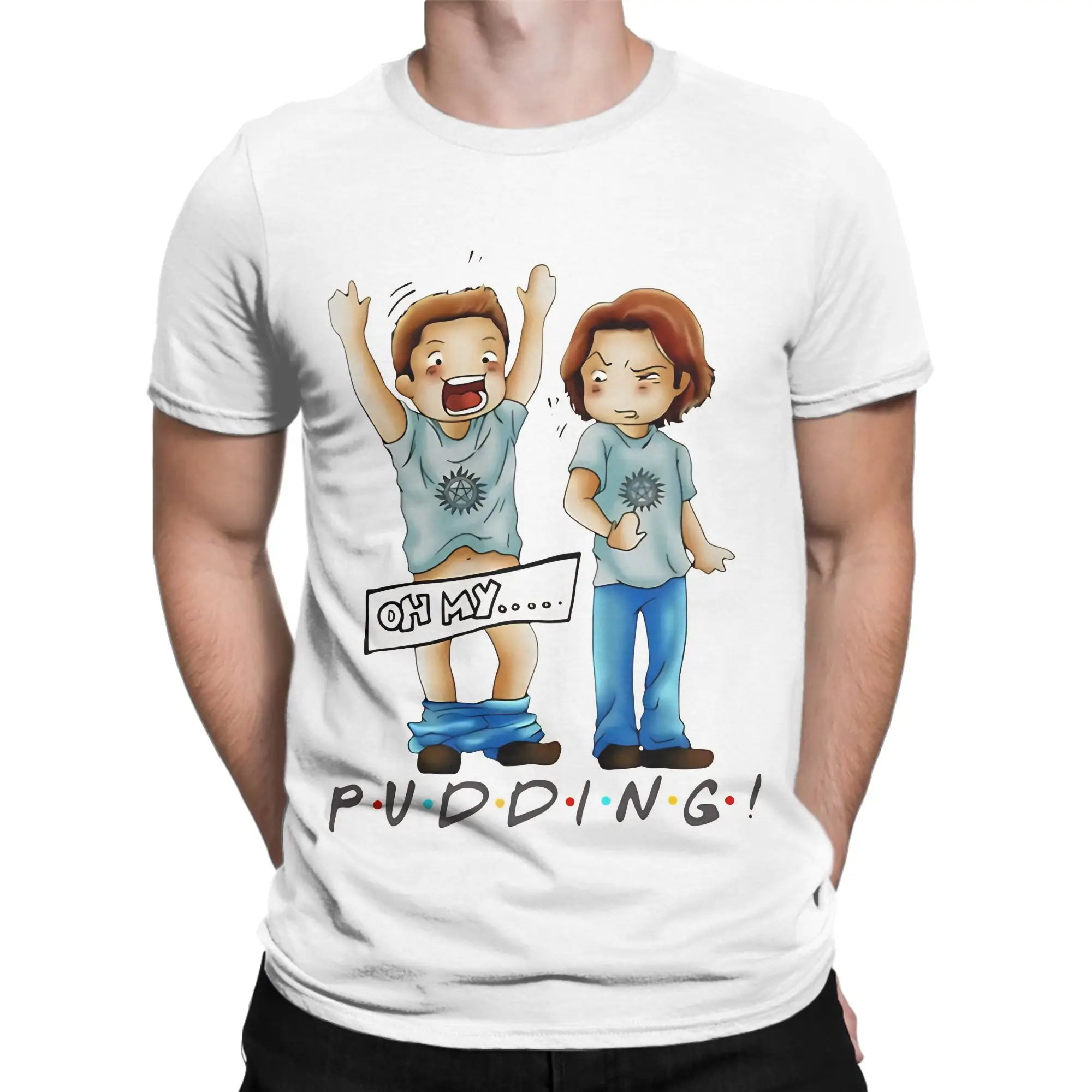 Men T-Shirt Pudding Dean Hdb Black Summer Fashion Trendy Old Fashioned Hot Funny Pure Cotton Tee Shirt Supernatural T Shirts