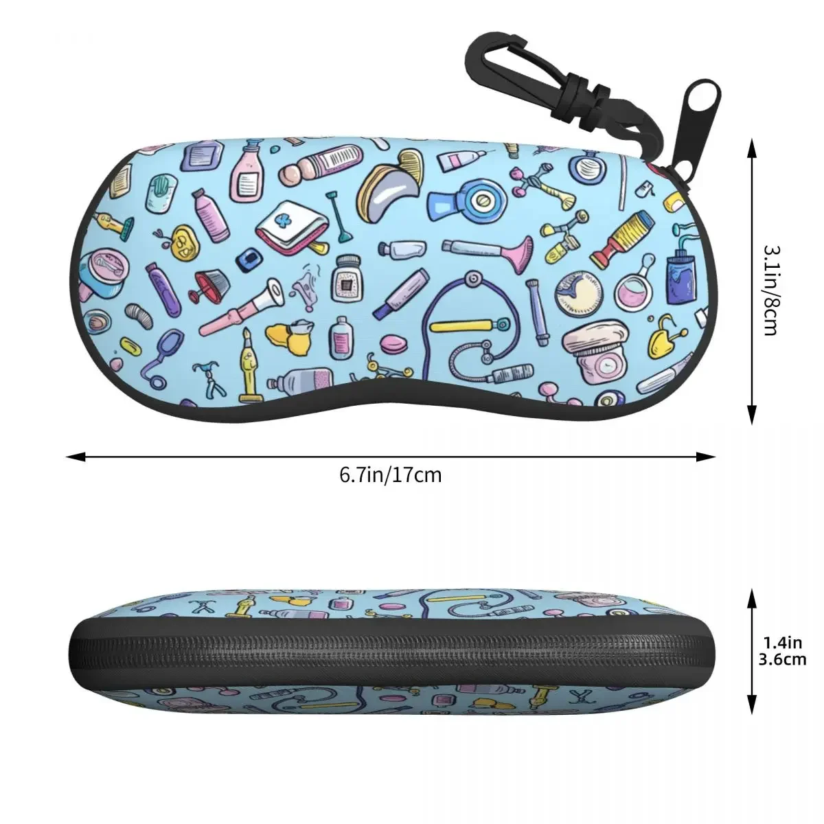 Custom Funny Nurse Pattern Eyeglass Glasses Case Men Women Soft Nursing Tools Sunglasses Protective Pouch