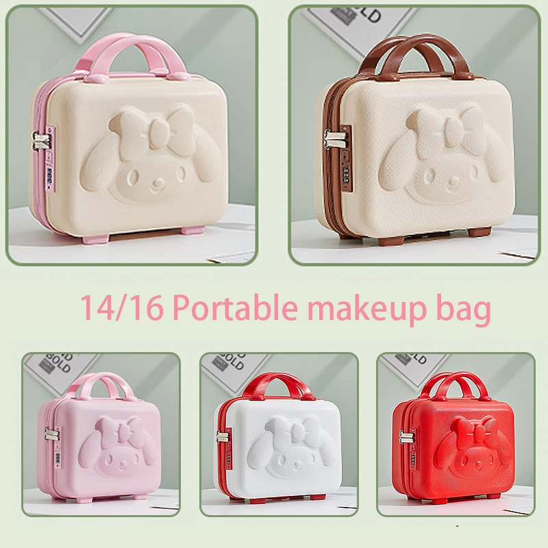 Sanrios My Melody Portable Cosmetic Case Cartoon Travel Compact Case Large Capacity Makeup Skin Care Product Storage Box