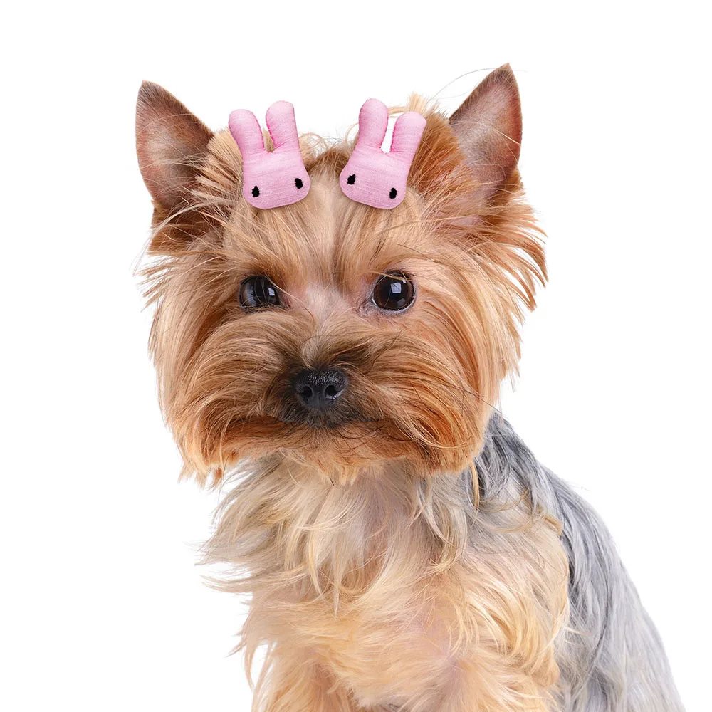 10pcs Pink Style Dog Bowknot Small Dog Hair Bows with Rubber Bands Cat Dog Hair Decorate Pet Grooming Accessories