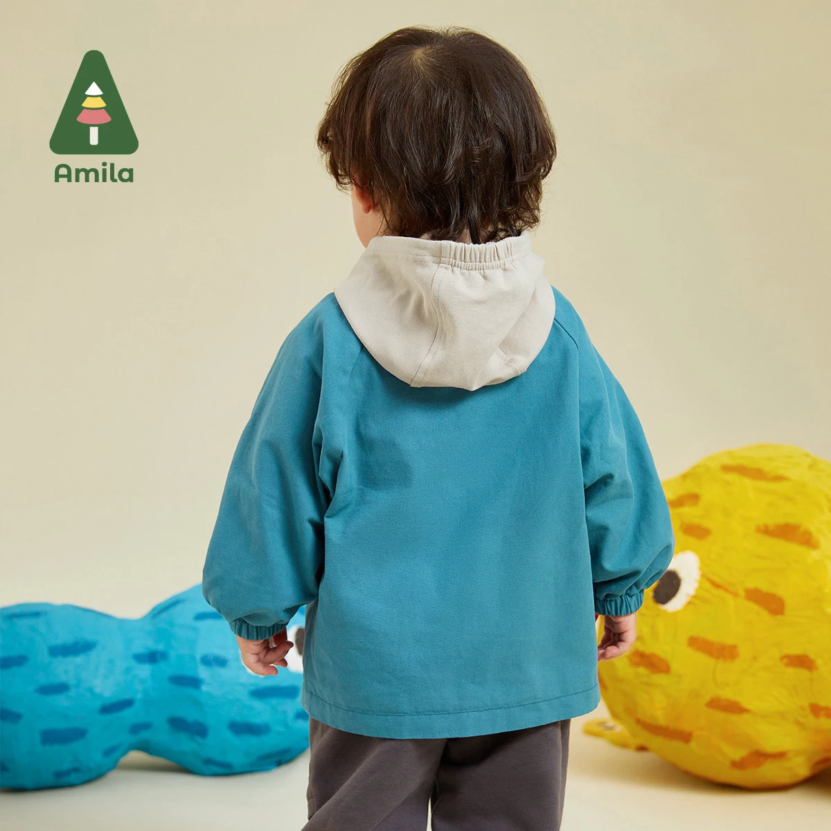 Amila Baby Jacket Coat 2023 Autumn New Contrasting Colors All Cotton Fabric Fashion  And Warm For  Boys  Cute Children Clothes