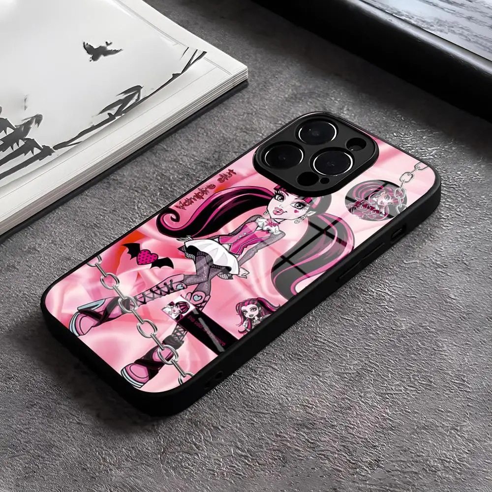 M-Monster Cartoon High Phone Case For IPhone 15 Pro Max14 Pro 12 11 13 Mini X XR XS 16 Plus SE Tempered Glass Back Cover