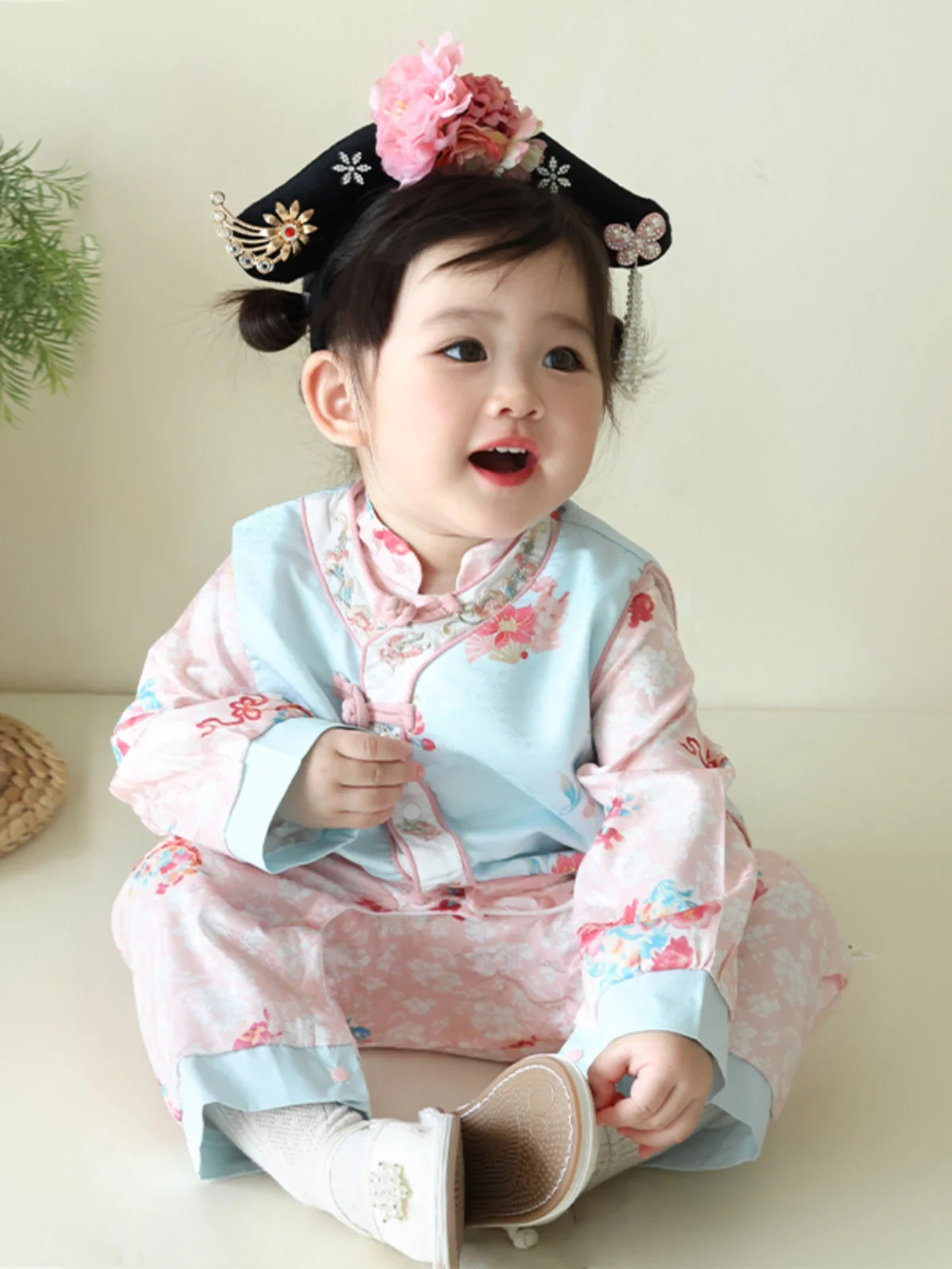 Abito Cinese Lungo per Bambina di Un Anno, Vestito per Compleanno, Pantaloni a Vita Alta, Moda Primaverile per il Lavoro