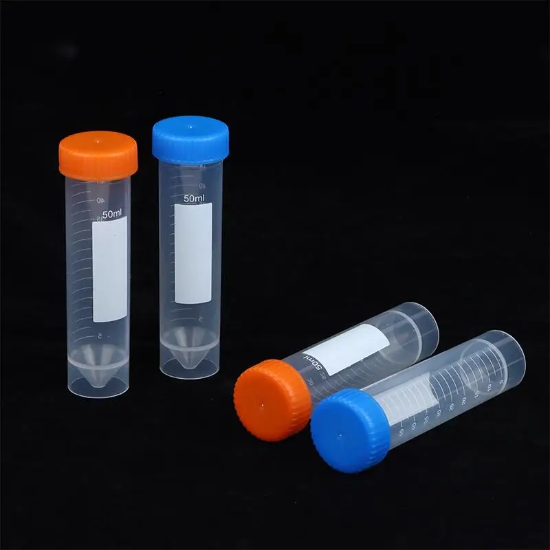 50Pcs/Bag 50ml Free-standing Centrifuge Test Tube With Scale Laboratory Fittings Plastic Screw Cap Flat Bottom Centrifuge Tube
