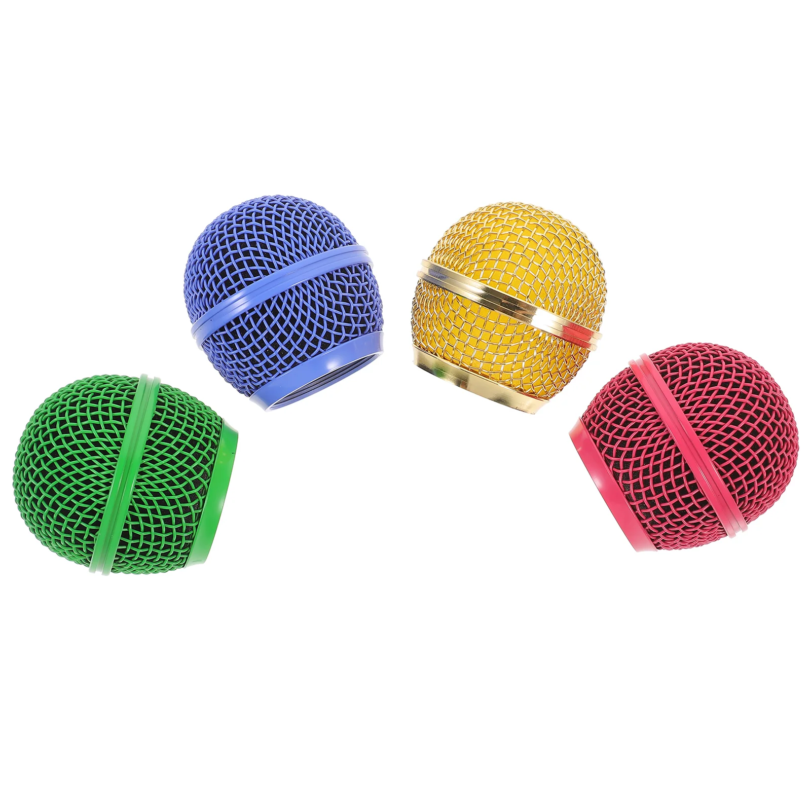 

4 Pcs Colored Microphone Replacement Grill Grille Cover Metal Windscreen Compatible Wired Wireless Mic