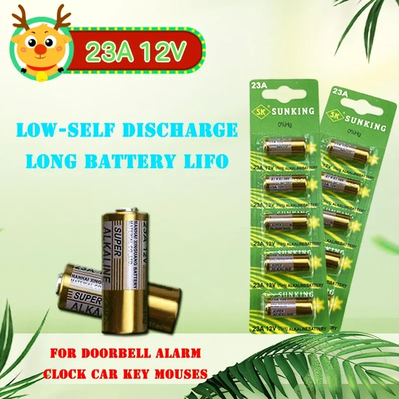리모컨 초인종 장난감 셀용 알카라인 배터리, A23 23A 23GA A23S E23A EL12 MN21 MS21 V23GA L1028 GP23A LRV08, 12V, 5 개