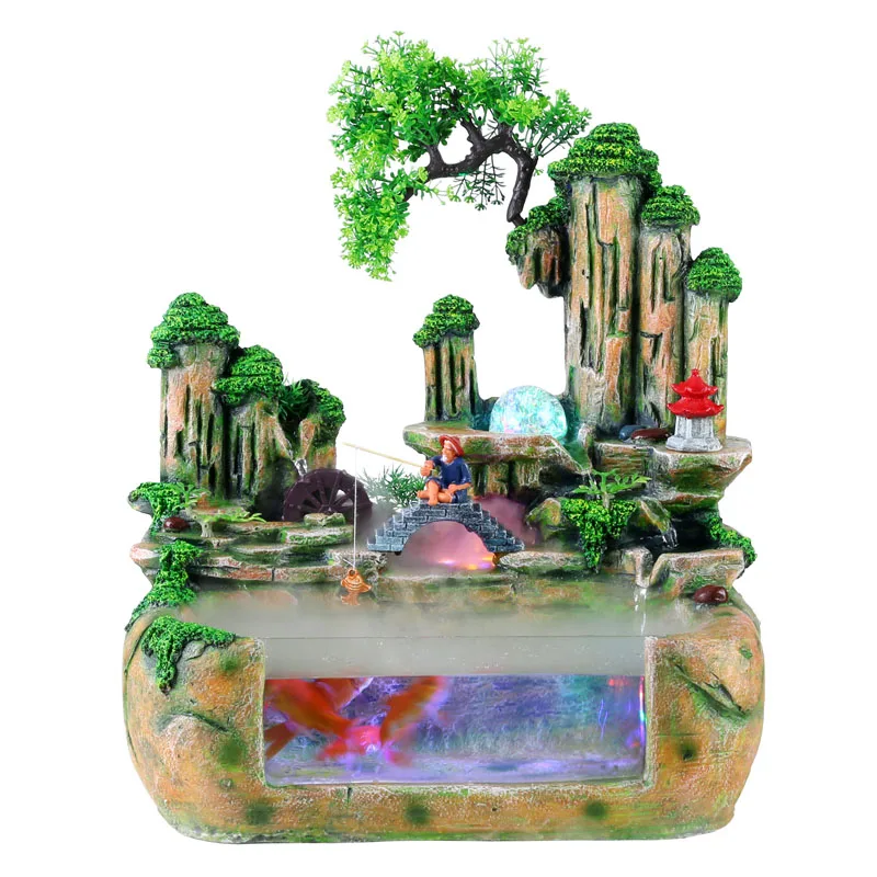 

New rockery water fountain fish tank decoration feng shui beckoning fortune office bonsai ornaments home opening gifts