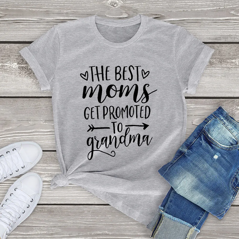 Flc 100% Baumwolle die besten Mütter werden zu Oma Großmutter Geschenke Kleidung Frauen übergroße T-Shirt gedruckt Top Mama lustig befördert