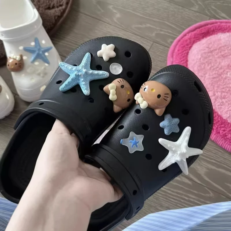 New Summer Hell Kitty Shoes Charms Jibbitz Artificial Starfish Shell DIY Detachable Vacation Decorations For Sandals Party Gifts