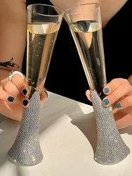 Diamond Women's Champagne Cup Set with Diamond Crystal Glass High Leg Wine Cup Drink Cup Gift Wine Glass Beautiful Cup