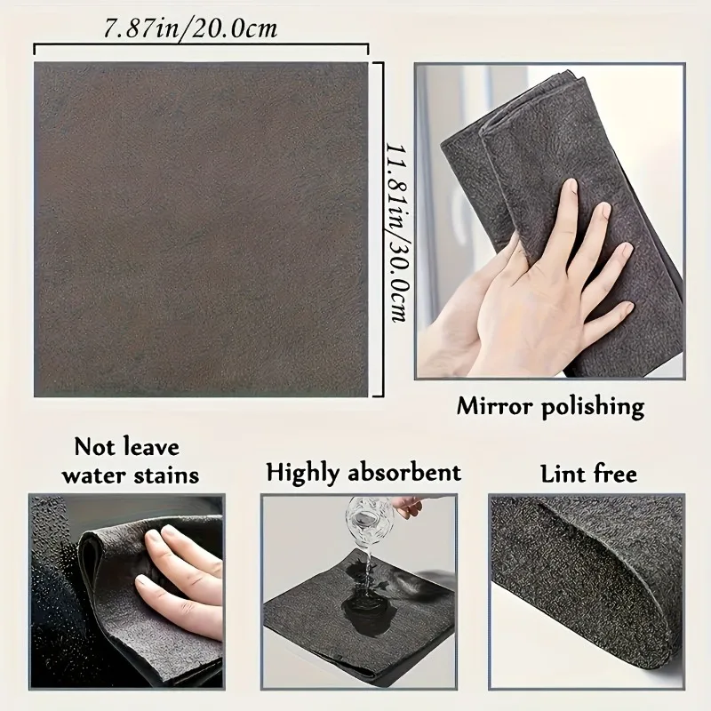 5PCS Thickened Magic Cleaning Cloths Microfiber Washing Rags Windows Glass Wipe Towels Kitchen Clean Cloth Dishcloths