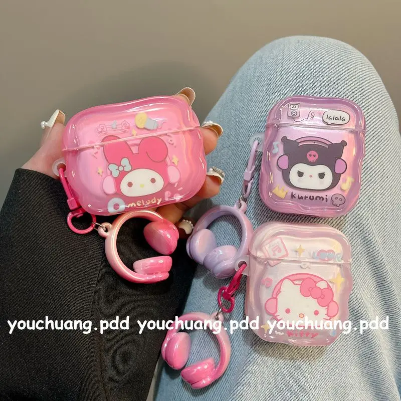 

Cartoon Kuromi Melody Hello Kitty Cartoon Headphone Case for AirPods 4 Cute Case Pro 3 Pro2 Charging Cover for AirPods 4 3 2 1