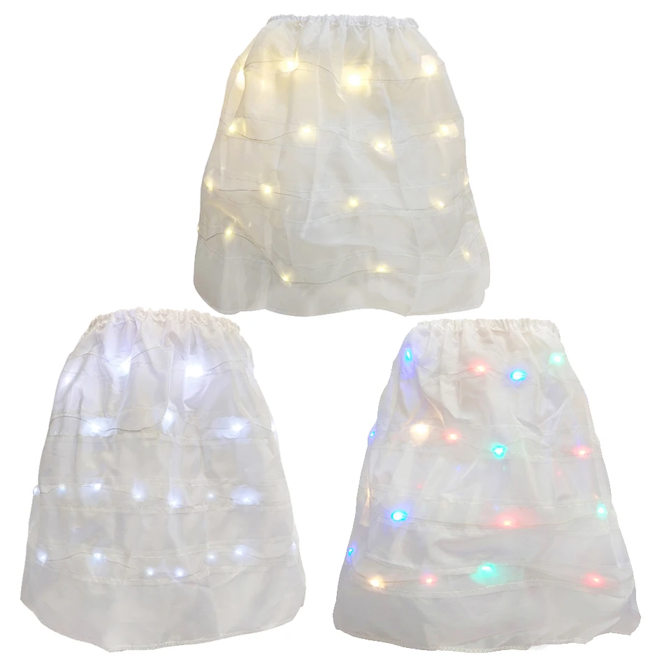 Meisje Led Gekleurde Lichte Drukte Crinoline Elastische Onderrok Kinderen Petticoat Voor Kind Prinses Cosplay Halloween Verjaardag Jurk