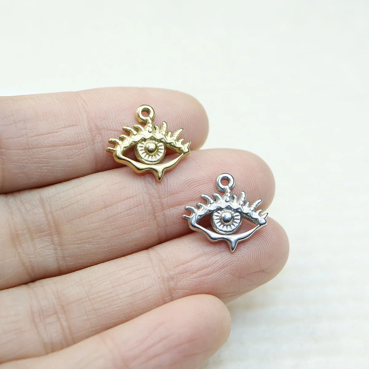 5pcs Casting Stainless Steel Eyes  Coin Charms Pendant DIY Fashion Jewelry Necklace Earrings Bracelets Handmaking PVD Plate