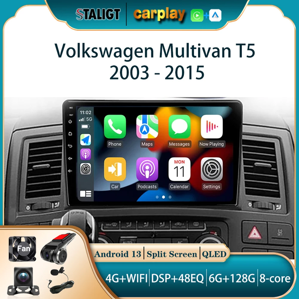 

Car Stereo 8Core wifi Car Radio For Volkswagen Multivan T5 2003 - 2015 Car Video Multimedia Carplay Android Auto Wireless gps