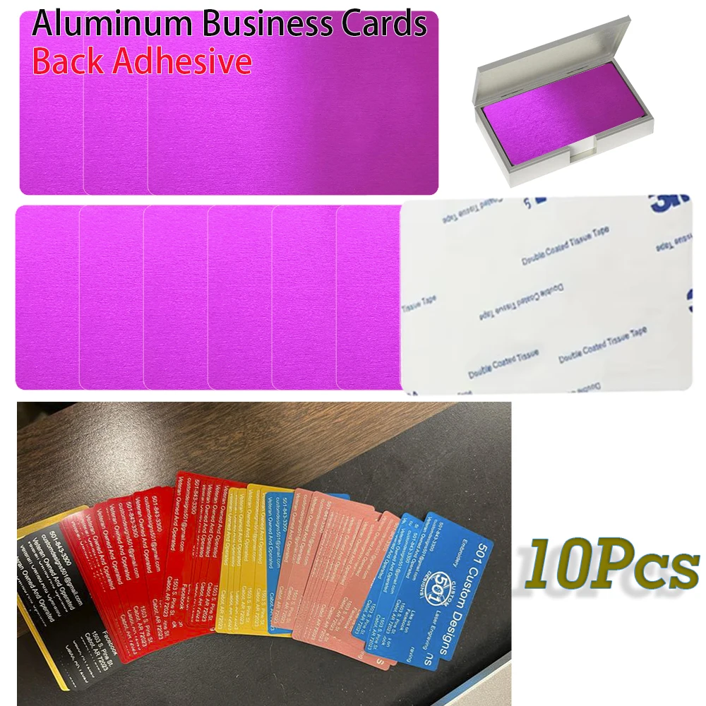 10 Stuks 0.2 Mm Metalen Visitekaartjes Aluminium Blanks Kaart Voor Klant Lasergravure Diy Gift Kaarten Terug Lijm stijl